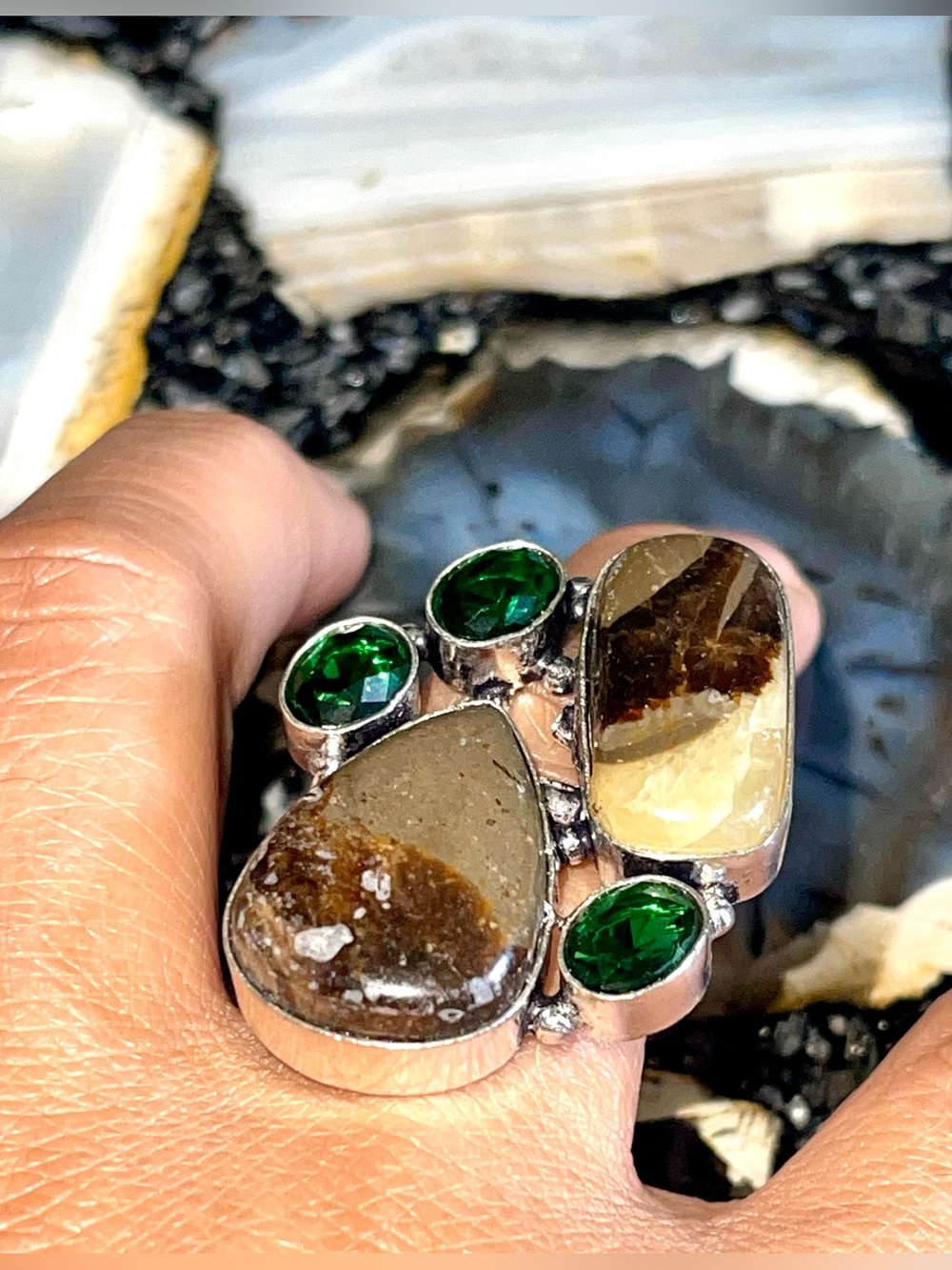 Septarian Nodule Ring Crystal Size 8 1/4